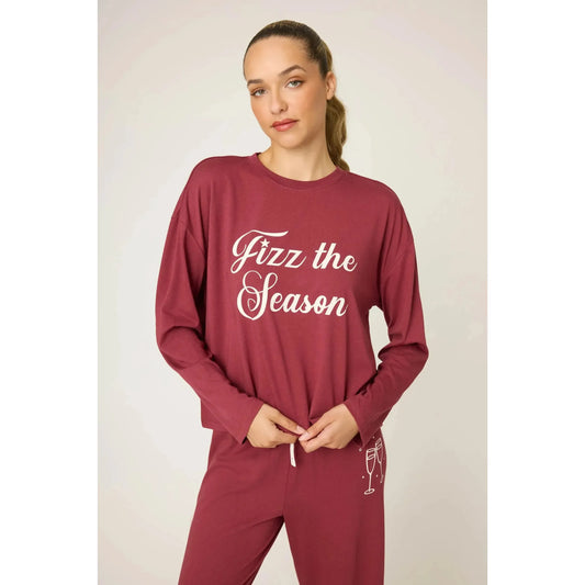 HOLIDAY SOFTEE PJ SET "FIZZ THE SEASON"-LADIES LOUNGE & SLEEPWEAR-PJ SALVAGE-JB Evans Fashions & Footwear