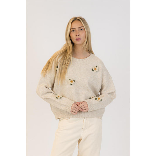 HOLLYFLOWER CREWNECK PULLOVER-LADIES SWEATERS & KNITS-LYLA & LUXE-JB Evans Fashions & Footwear