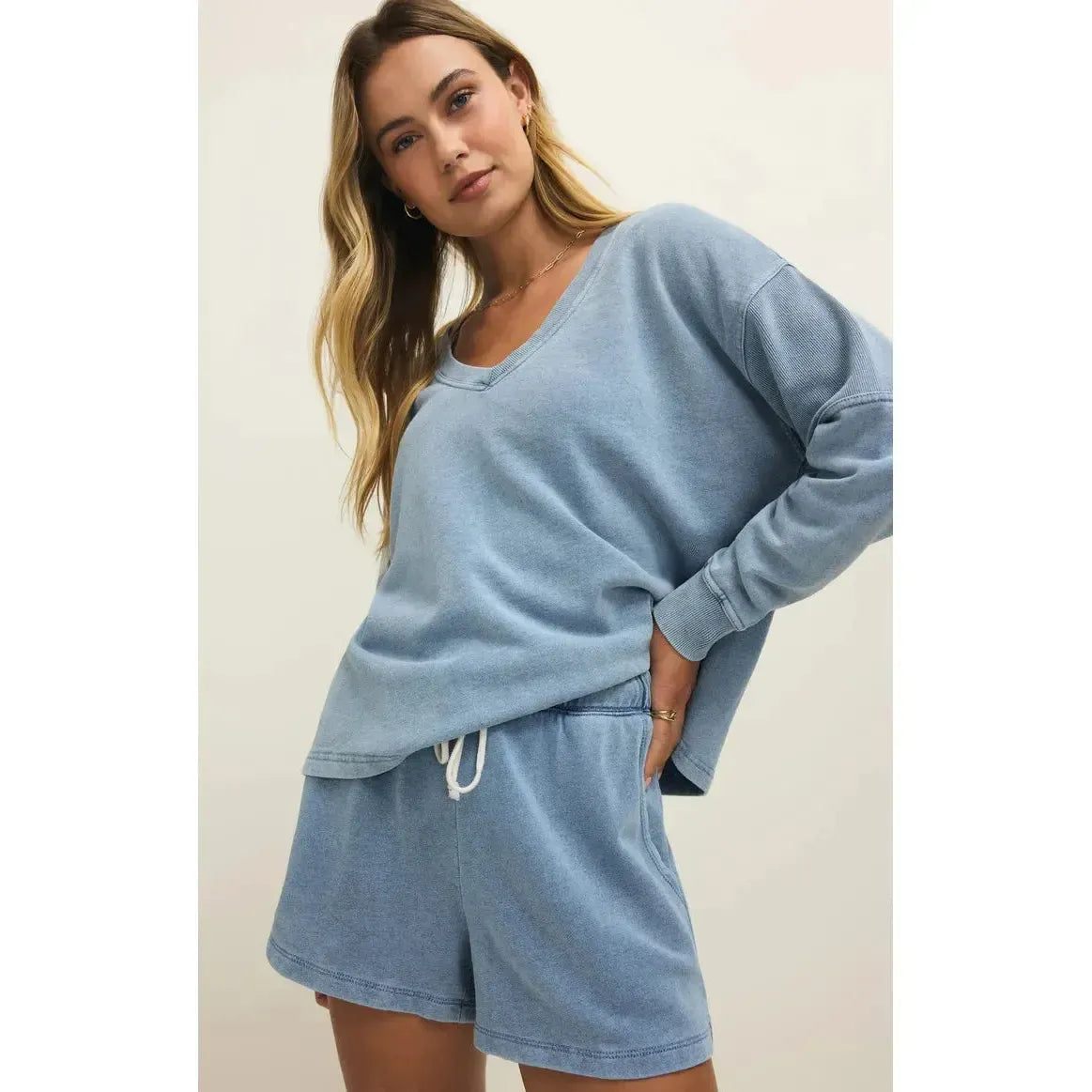 HUNTER KNIT DENIM SHORT-LADIES SHORTS-Z SUPPLY-JB Evans Fashions & Footwear