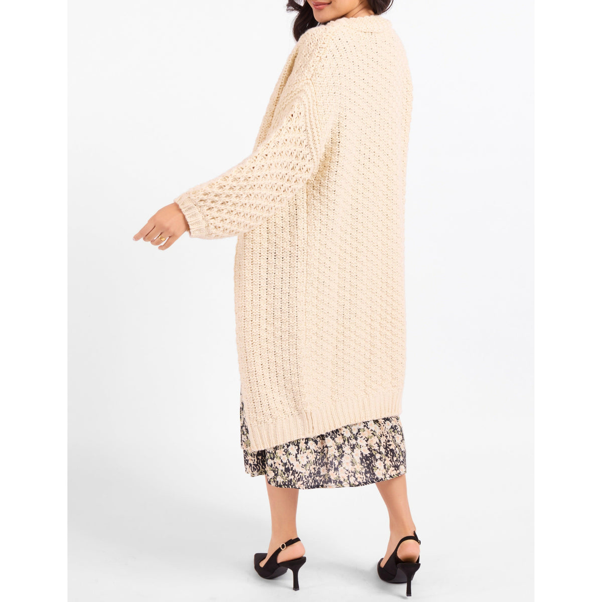 IGGY HAND KNIT CHUNKY LONG OPEN CARDIGAN-LADIES SWEATERS & KNITS-SADIE & SAGE-JB Evans Fashions & Footwear
