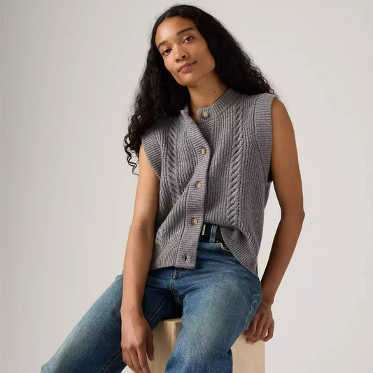 INES CABLE SWEATER VEST-LADIES SWEATERS & KNITS-LEVIS-JB Evans Fashions & Footwear
