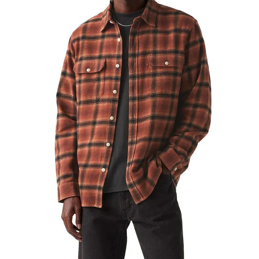 JACKSON WORKER JAMES PLAID CHOCOLATE-MENS SHIRTS-LEVIS-JB Evans Fashions & Footwear