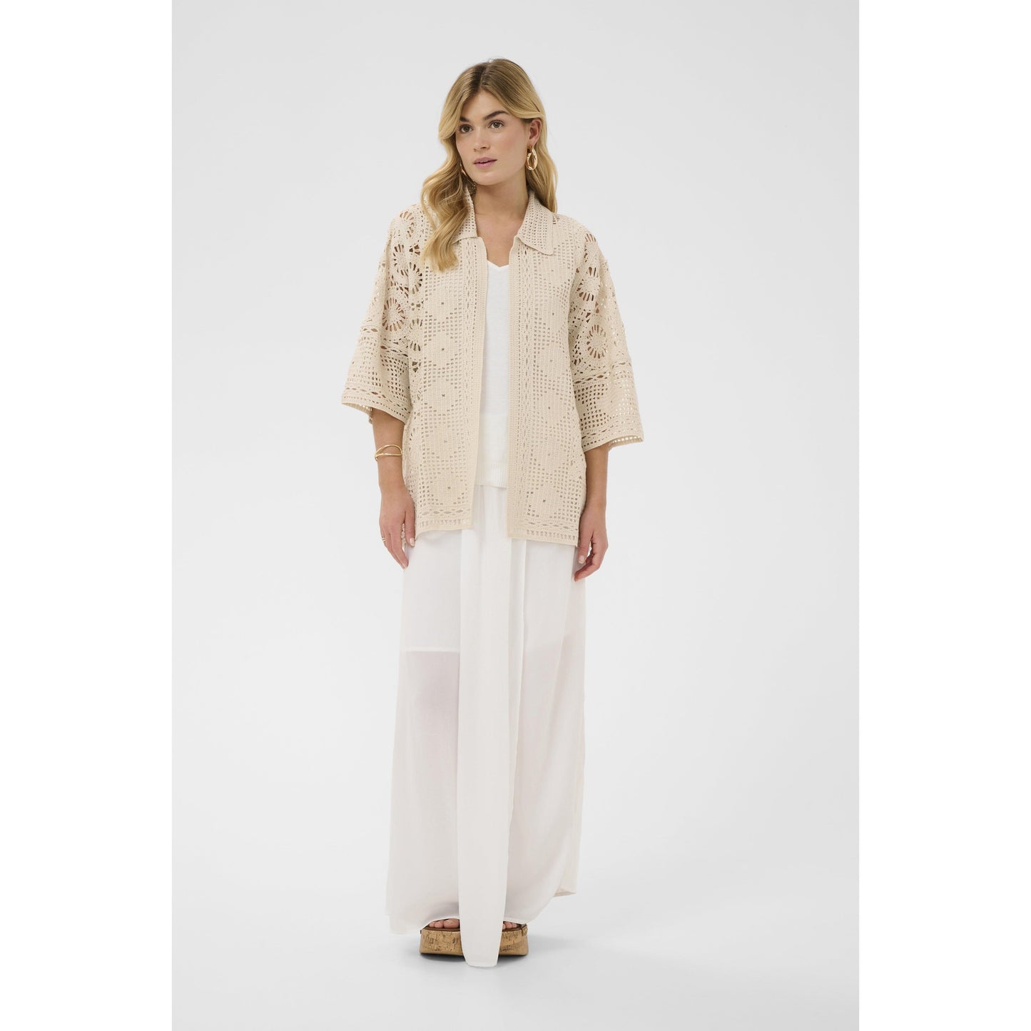 JAUIE KNIT SHIRT-LADIES TOPS-CREAM-JB Evans Fashions & Footwear