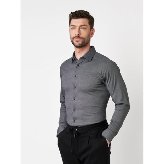 JERSEY STRETCH NOOS BIRDSEYE PRINT-MENS SHIRTS-DESOTO-JB Evans Fashions & Footwear