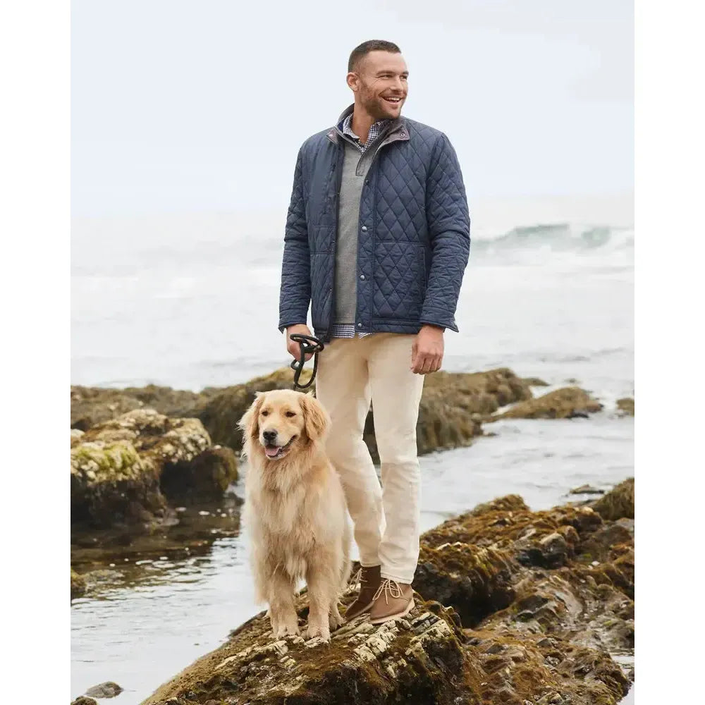 JUNO QUILTED JACKET NAVY-MENS LIGHTWEIGHT COATS & JACKETS-JOHNNIE-O-JB Evans Fashions & Footwear