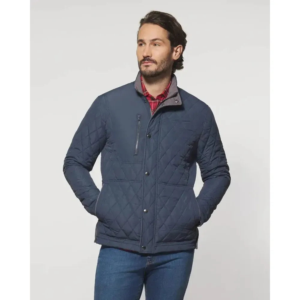 JUNO QUILTED JACKET NAVY-MENS LIGHTWEIGHT COATS & JACKETS-JOHNNIE-O-JB Evans Fashions & Footwear