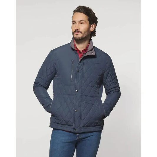 JUNO QUILTED JACKET NAVY-MENS LIGHTWEIGHT COATS & JACKETS-JOHNNIE-O-JB Evans Fashions & Footwear