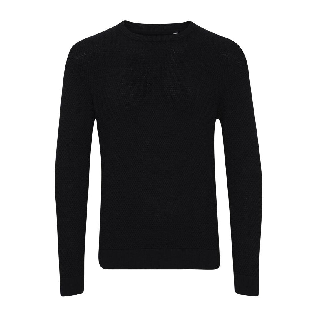 KARLO STRUCTURED CREW NECK KNIT-20503984-194007-MEDBLK-MENS SWEATERS & KNITS-CASUAL FRIDAY-JB Evans Fashions & Footwear