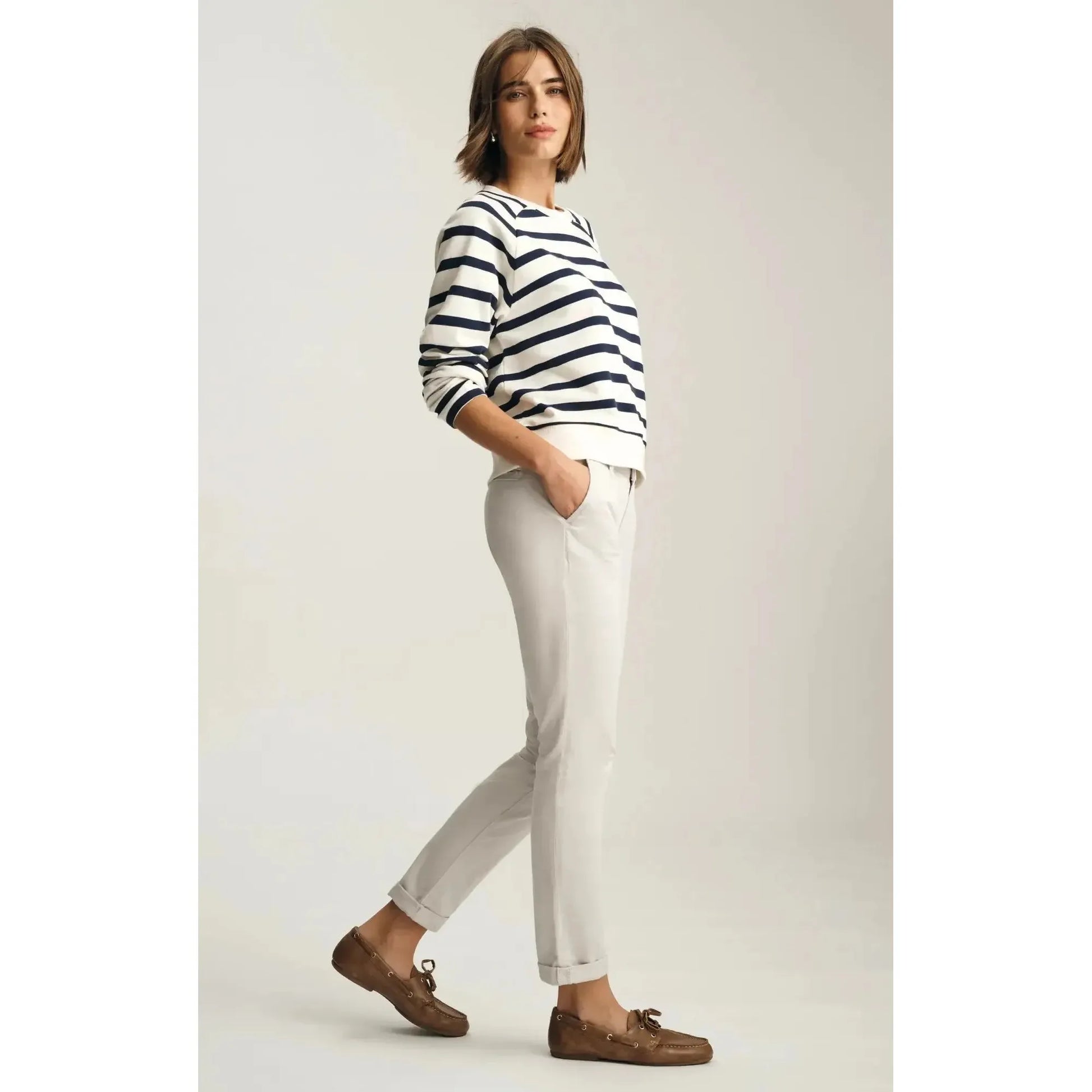 KATHLEEN CHINO PEARLY RIVER TWILL-LADIES PANTS-MAVI-JB Evans Fashions & Footwear