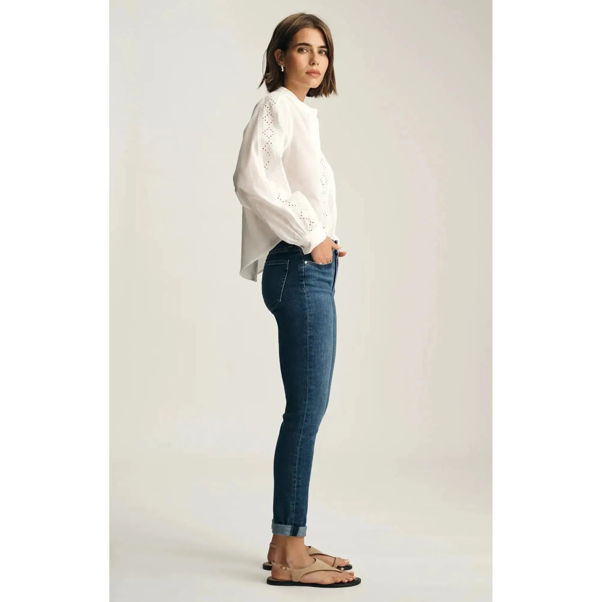 KATHLEEN DARK BRUSHED FEATHER BLUE-LADIES DENIM-MAVI-JB Evans Fashions & Footwear