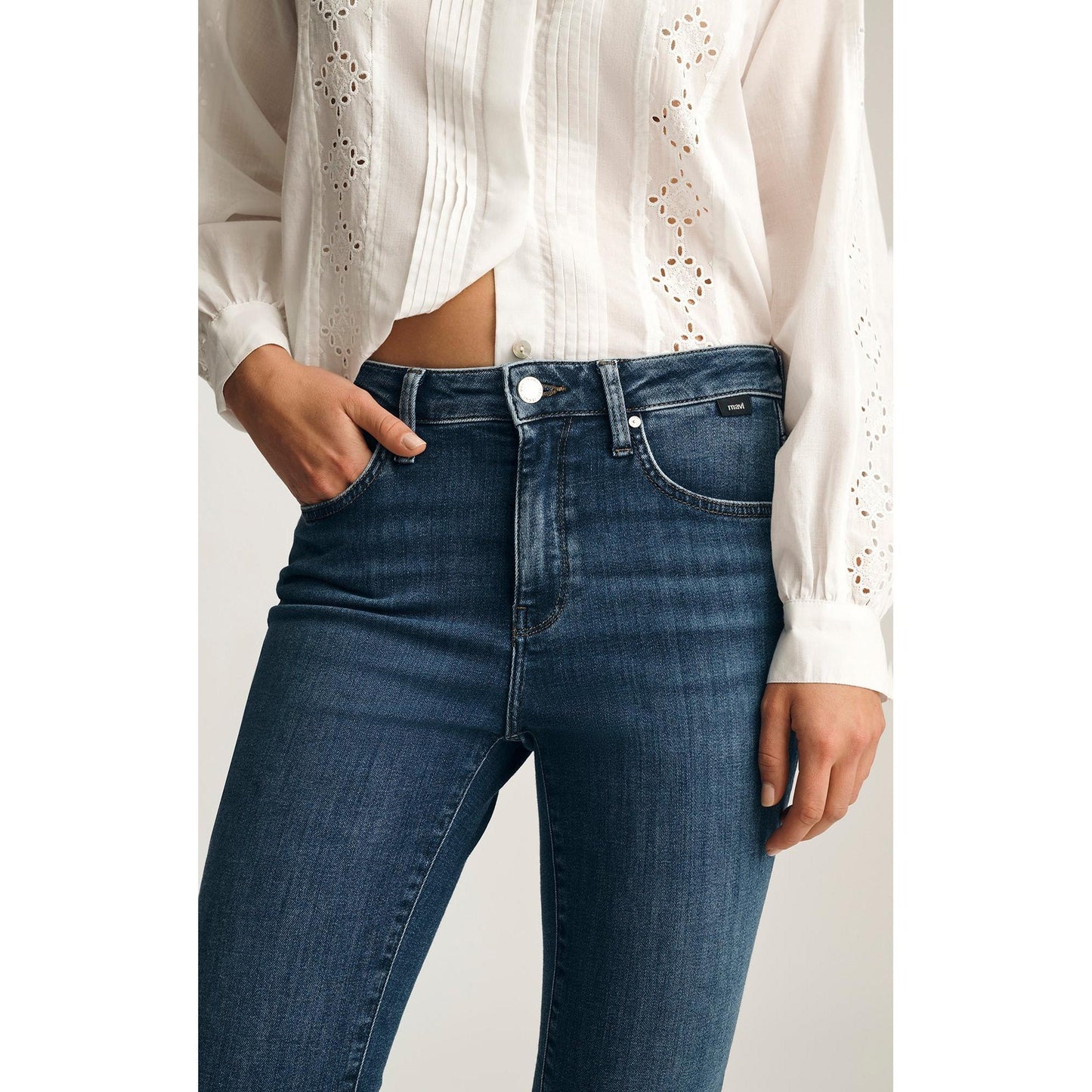 KATHLEEN DARK BRUSHED FEATHER BLUE-LADIES DENIM-MAVI-JB Evans Fashions & Footwear