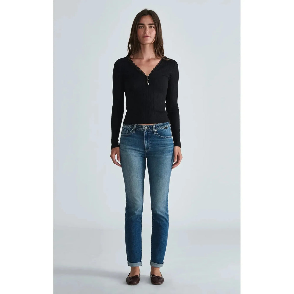 KATHLEEN MID USED FEATHER BLUE-LADIES DENIM-MAVI-JB Evans Fashions & Footwear