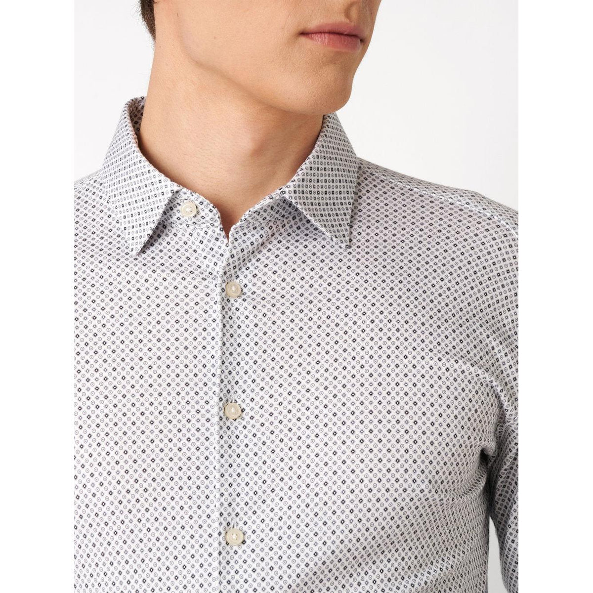 KENT COLLAR DIMAOND PRINT-MENS SHIRTS-DESOTO-JB Evans Fashions & Footwear