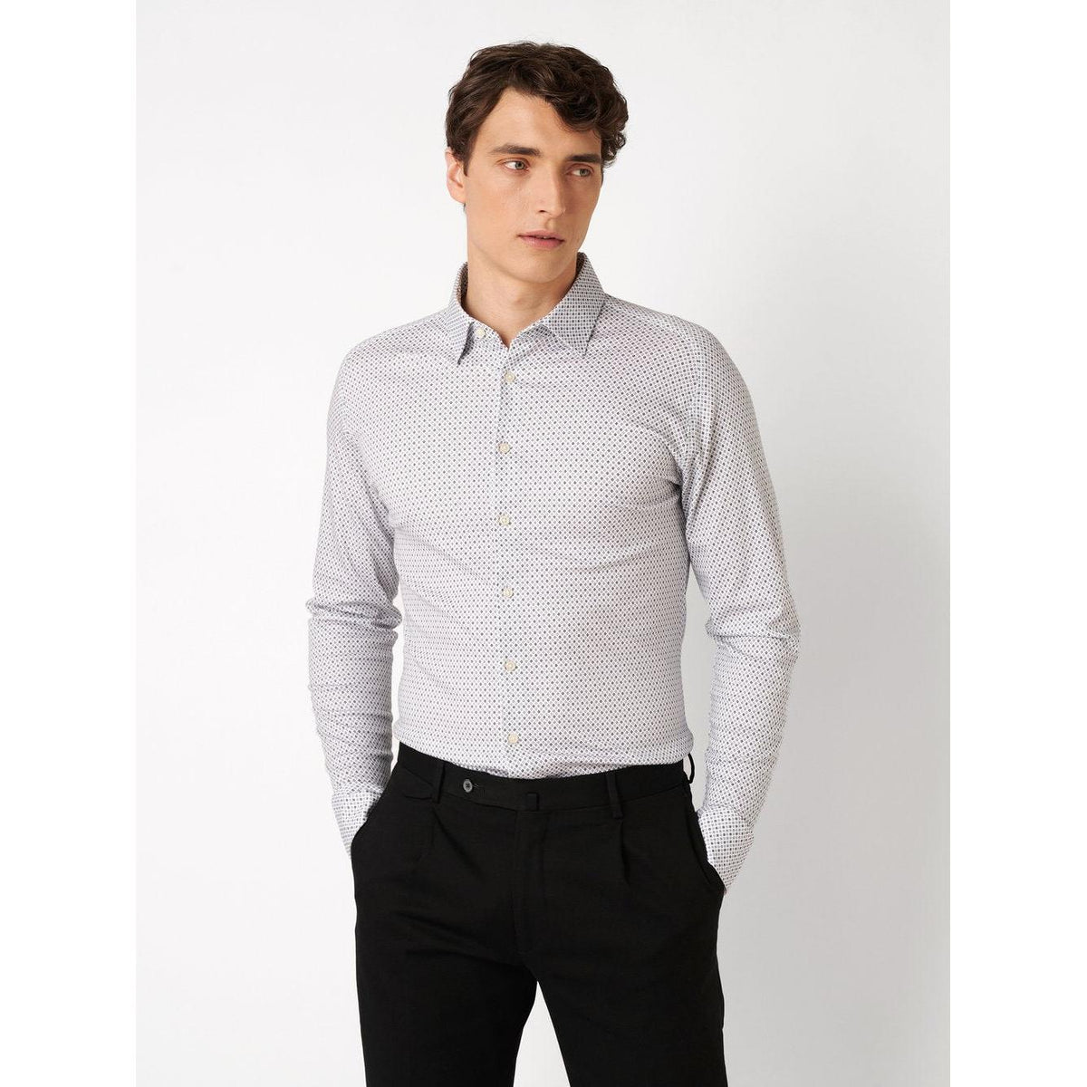 KENT COLLAR DIMAOND PRINT-MENS SHIRTS-DESOTO-JB Evans Fashions & Footwear