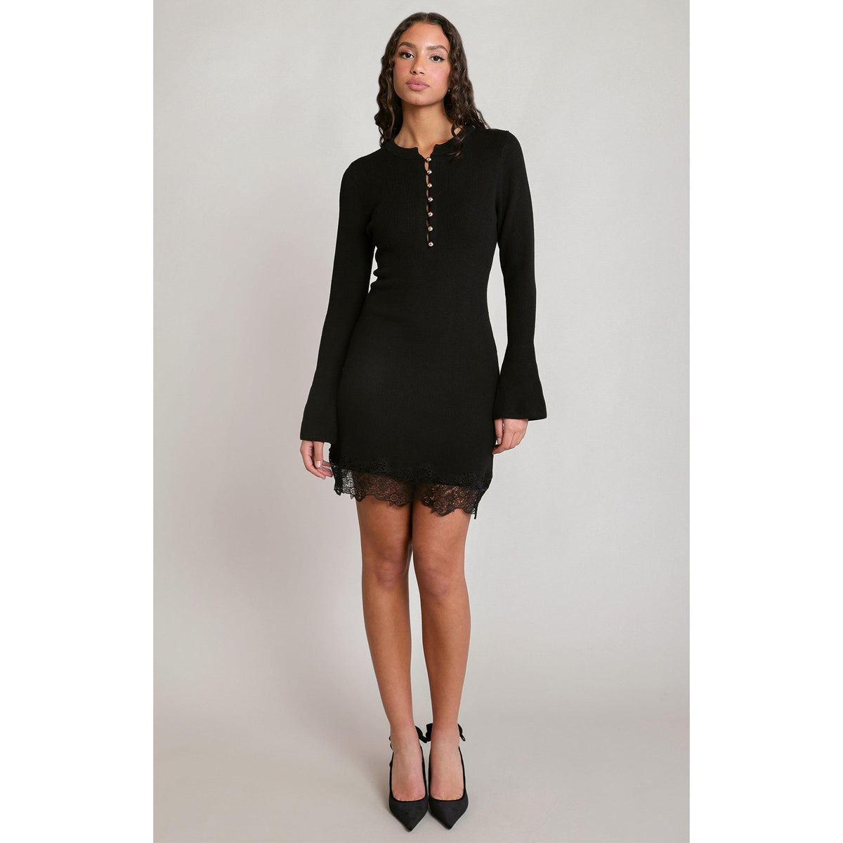 LACE HEM MINI DRESS-LADIES DRESSES & JUMPERS-DEX-JB Evans Fashions & Footwear