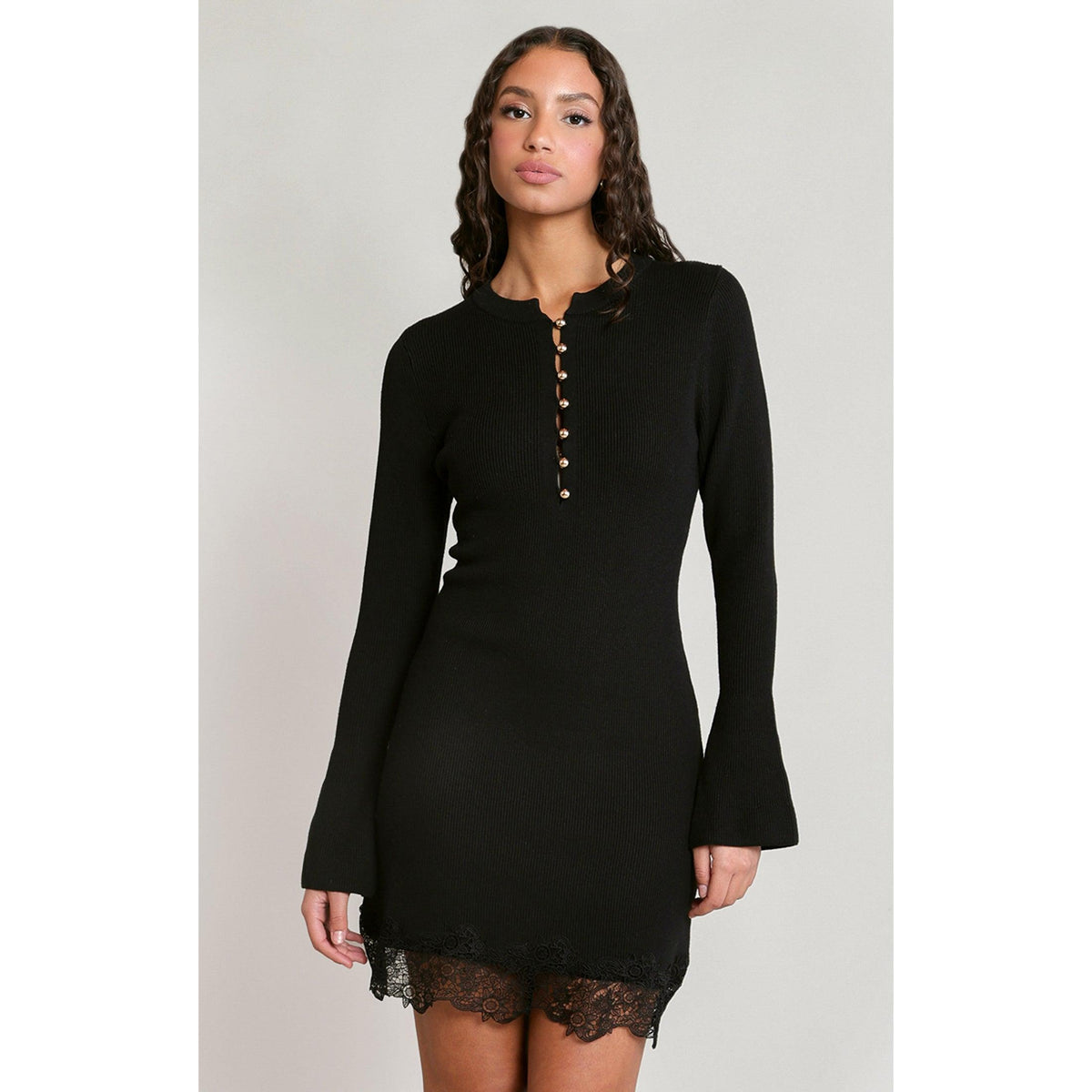 LACE HEM MINI DRESS-LADIES DRESSES & JUMPERS-DEX-JB Evans Fashions & Footwear