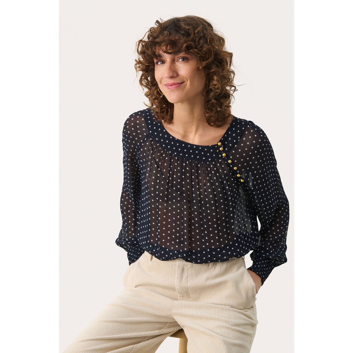 LAJA POLKA DOT BLOUSE-LADIES TOPS-PART TWO-JB Evans Fashions & Footwear