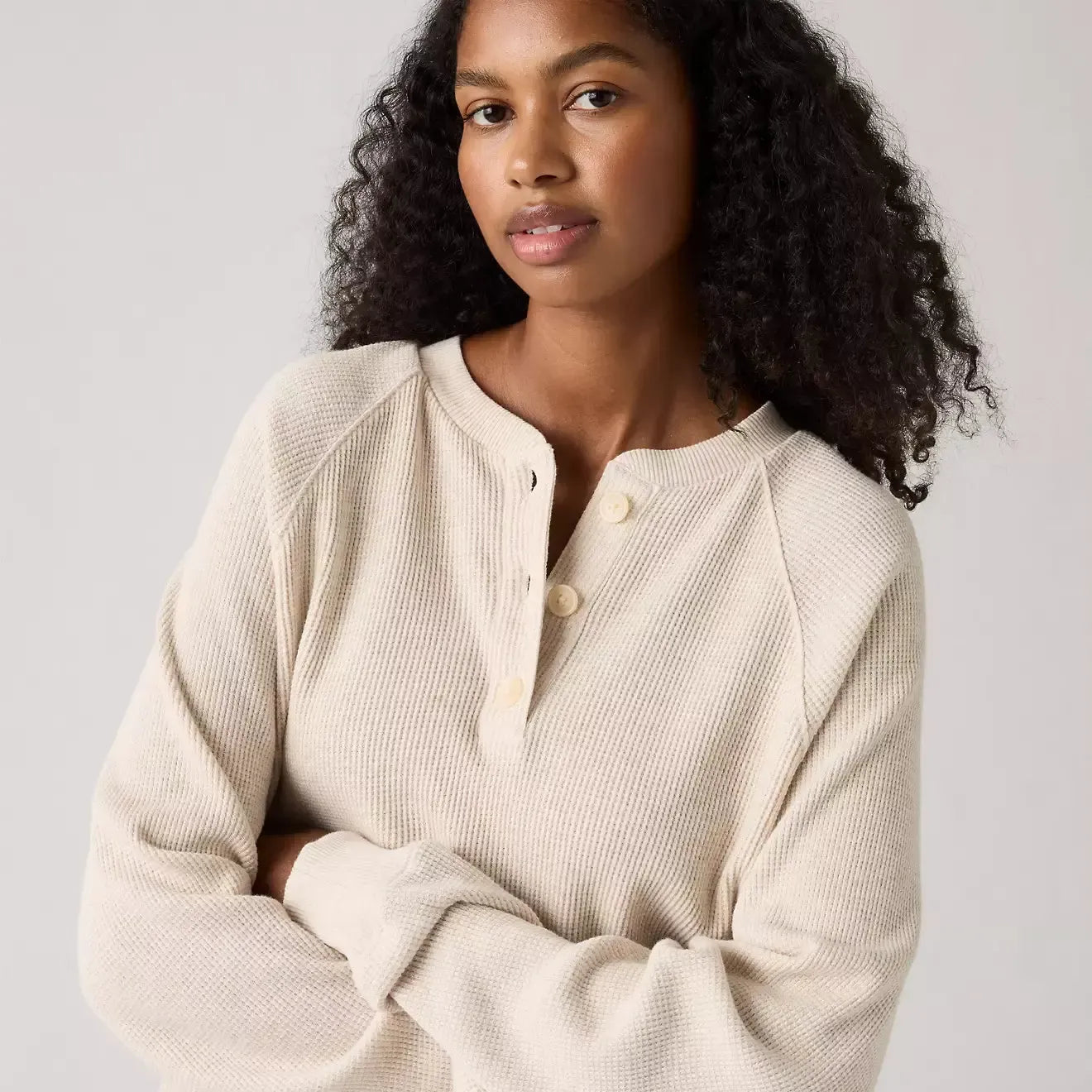 LASSEN HENLEY OATMEAL HEATHER-LADIES TOPS-LEVIS-JB Evans Fashions & Footwear