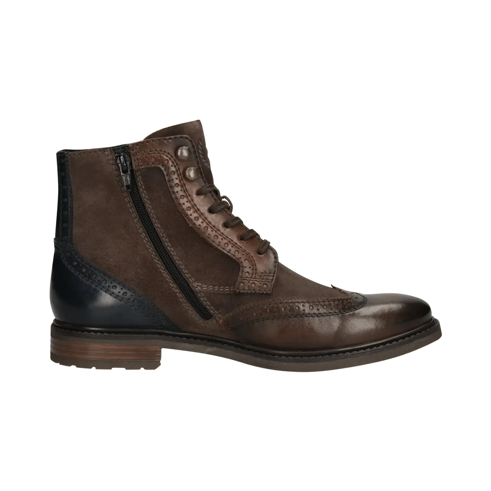 LINED WINGTIP BOOT WITH SIDE ZIP-MENS BOOTS-BUGATTI-JB Evans Fashions & Footwear