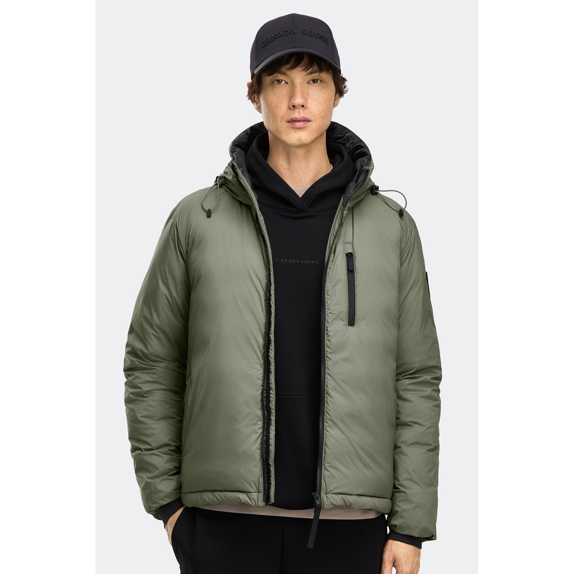 LODGE HOODIE BLACK DISC-MENS LIGHTWEIGHT COATS & JACKETS-CANADA GOOSE-JB Evans Fashions & Footwear