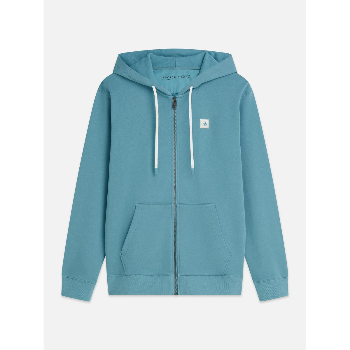LOGO BADGE REG FIT FULL ZIP HOODIE-MENS SWEATERS & KNITS-SCOTCH & SODA-JB Evans Fashions & Footwear