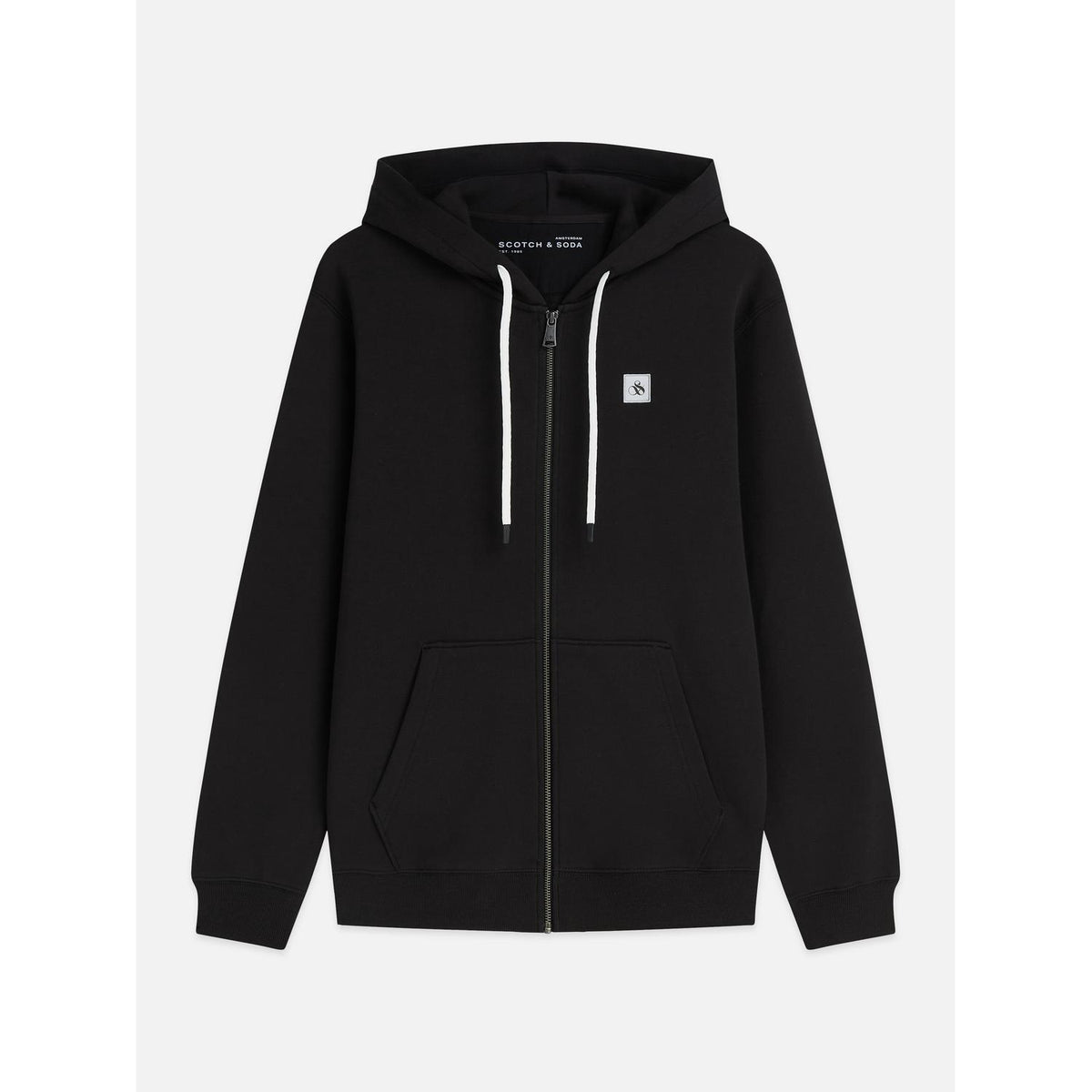 LOGO BADGE REGULAR FIT FULL ZIP HOODIE-MENS SWEATERS & KNITS-SCOTCH & SODA-JB Evans Fashions & Footwear