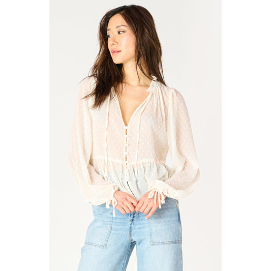 LS SWISS DOT BLOUSE-LADIES TOPS-DEX-JB Evans Fashions & Footwear