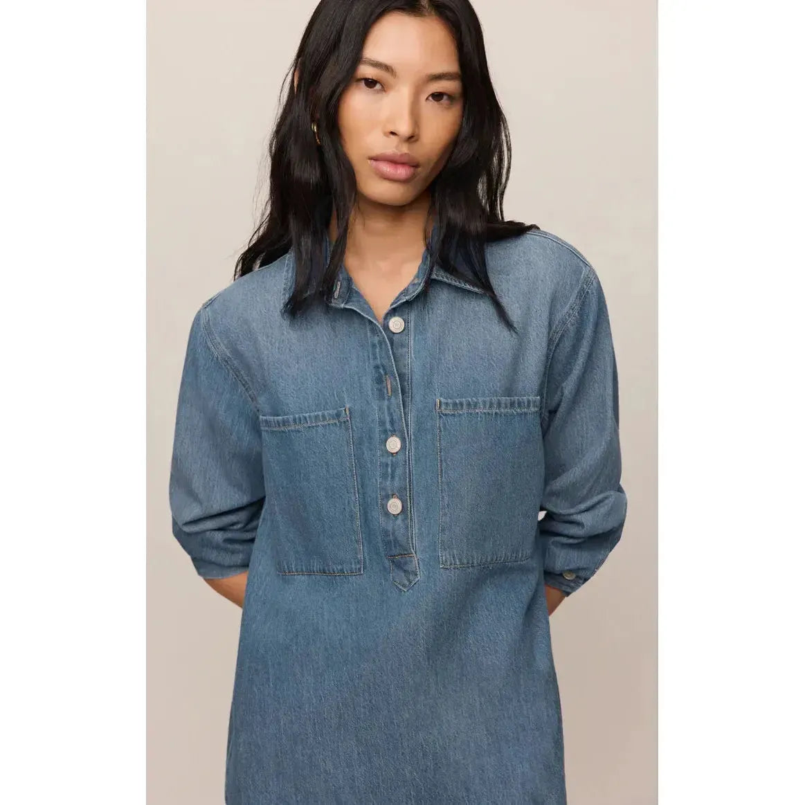 LUCIE DENIM SHIRT DRESS-LADIES DRESSES & JUMPERS-Z SUPPLY-JB Evans Fashions & Footwear