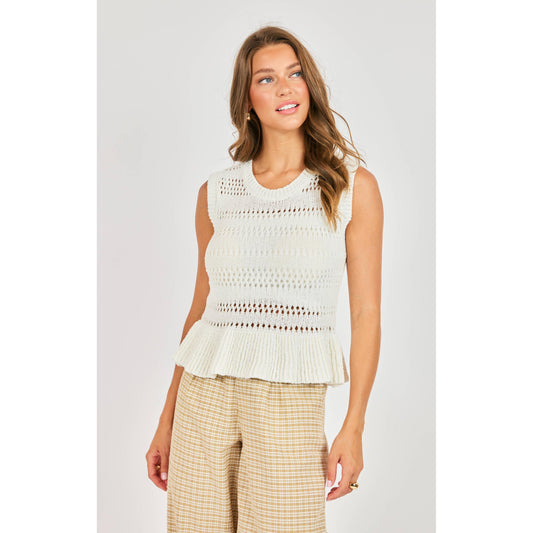LUCINDA PEPLUM SWEATER TANK-LADIES SWEATERS & KNITS-SADIE & SAGE-JB Evans Fashions & Footwear