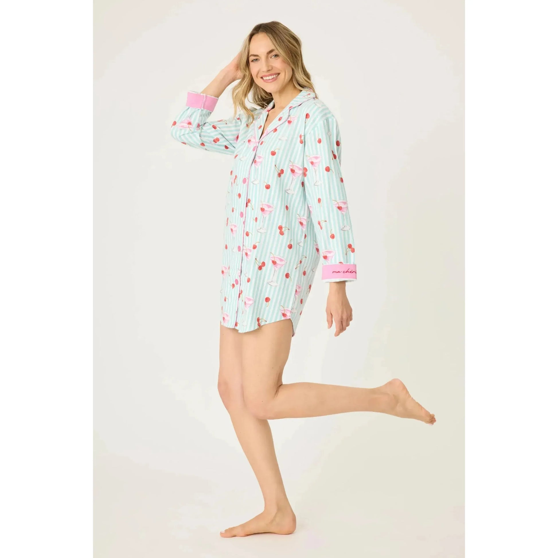 MA CHERIE FLANNEL NIGHT SHIRT-LADIES LOUNGE & SLEEPWEAR-PJ SALVAGE-JB Evans Fashions & Footwear