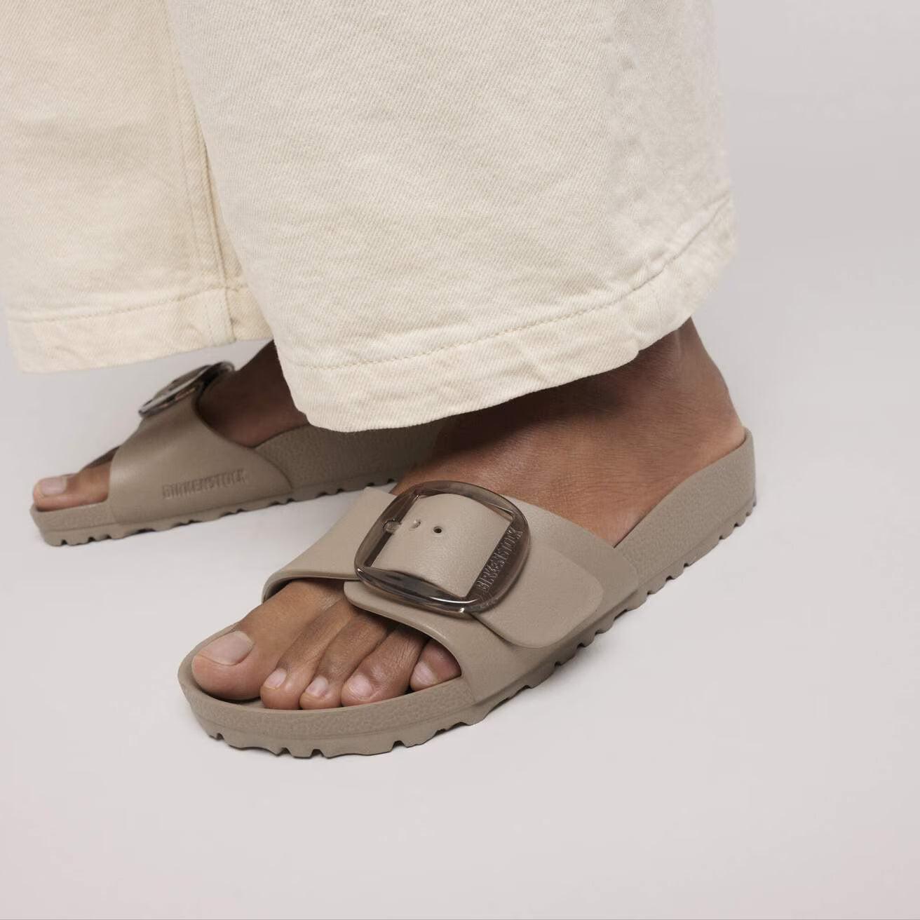 MADRID BIG BUCKLE EVA GRAY TAUPE N-LADIES SANDALS-BIRKENSTOCK-JB Evans Fashions & Footwear