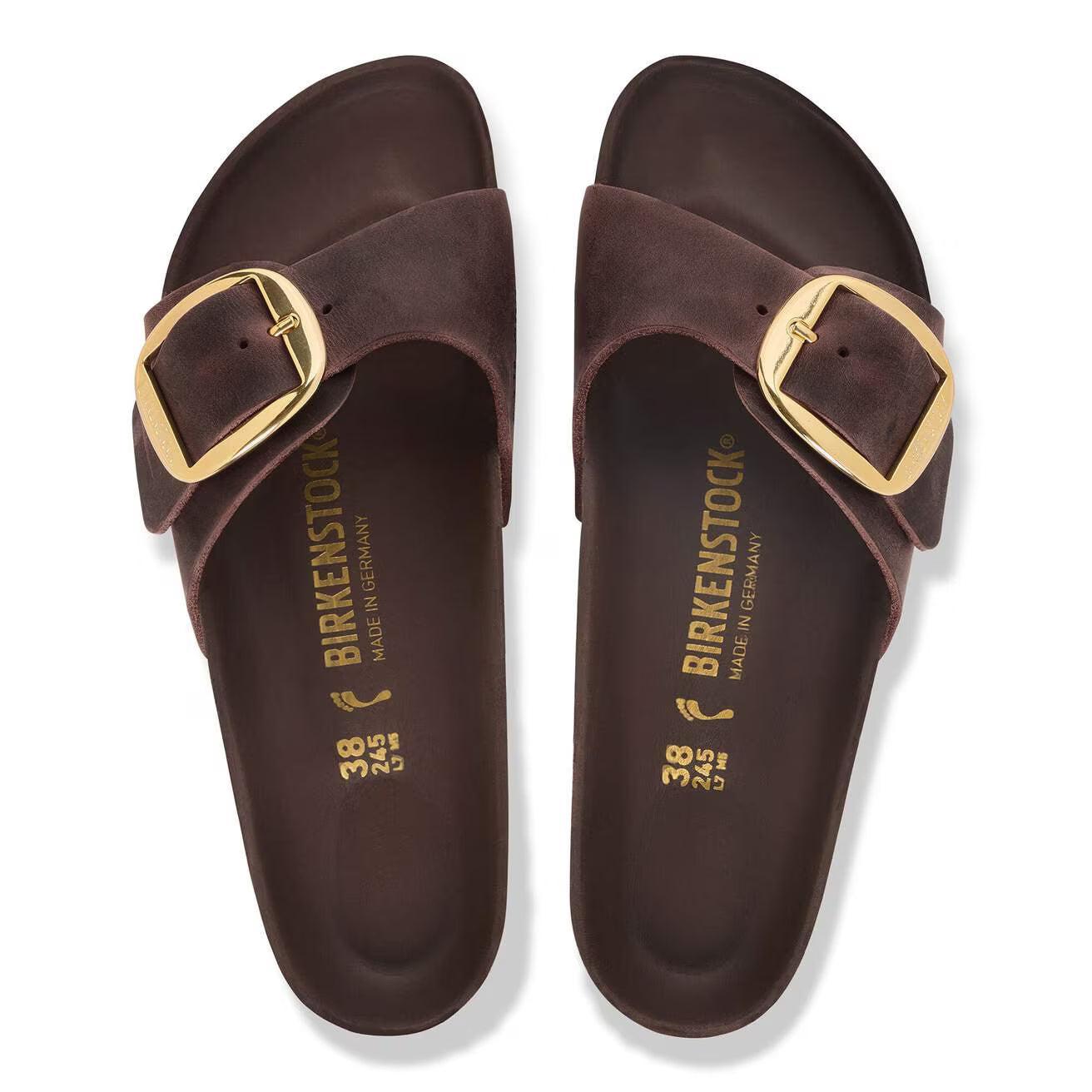 MADRID BIG BUCKLE OILED LEATHER HABANA N-LADIES SANDALS-BIRKENSTOCK-JB Evans Fashions & Footwear