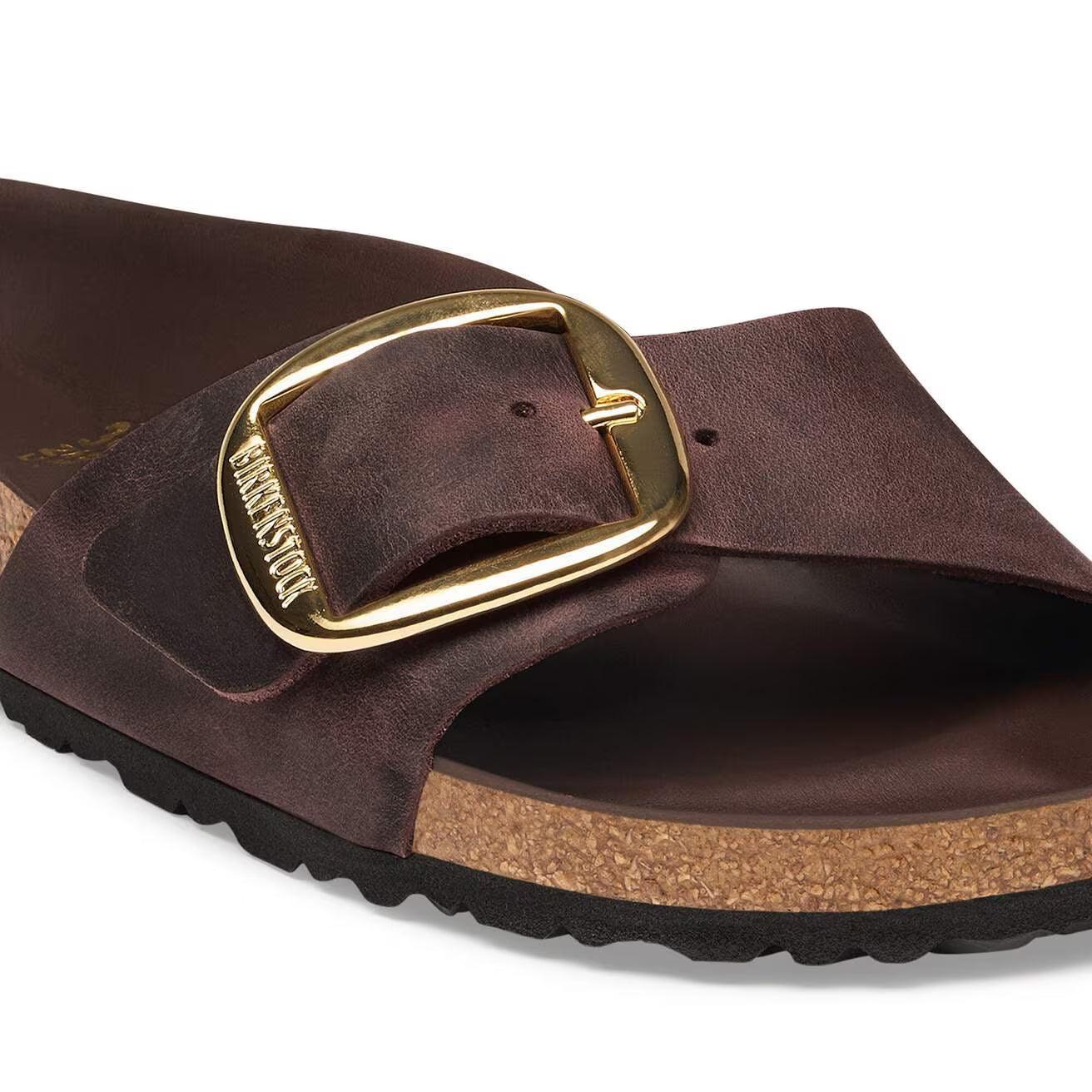 MADRID BIG BUCKLE OILED LEATHER HABANA N-LADIES SANDALS-BIRKENSTOCK-JB Evans Fashions & Footwear
