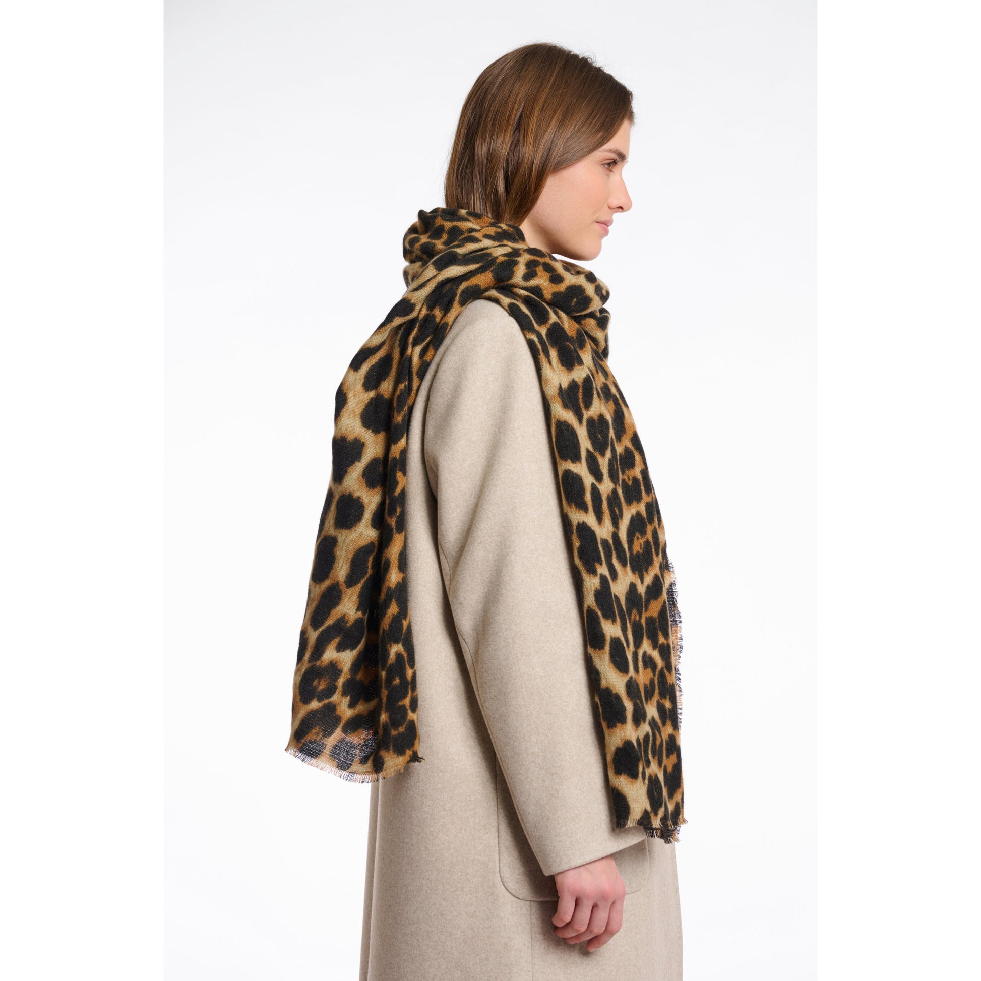 MALIN NATURAL LEOPARD SCARF-SCARVES-RINO & PELLE-JB Evans Fashions & Footwear