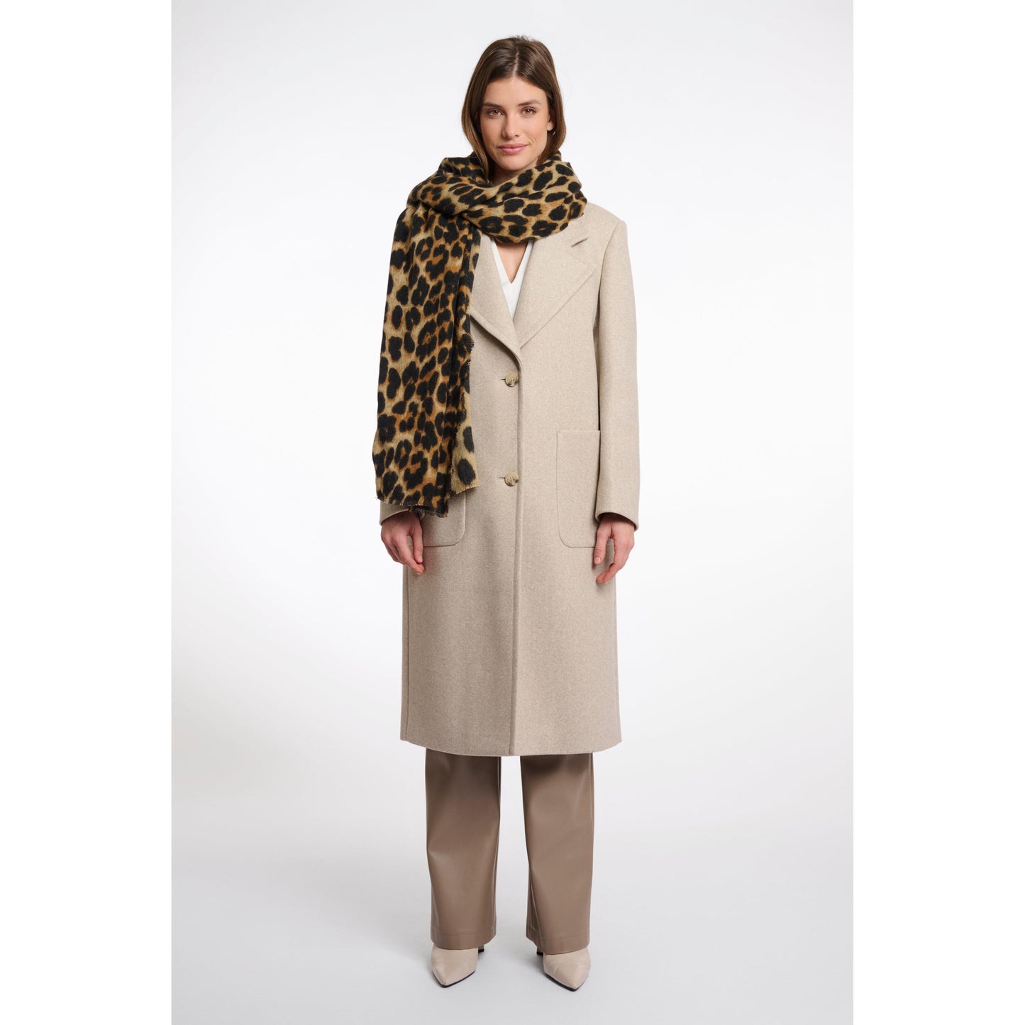 MALIN NATURAL LEOPARD SCARF-SCARVES-RINO & PELLE-JB Evans Fashions & Footwear
