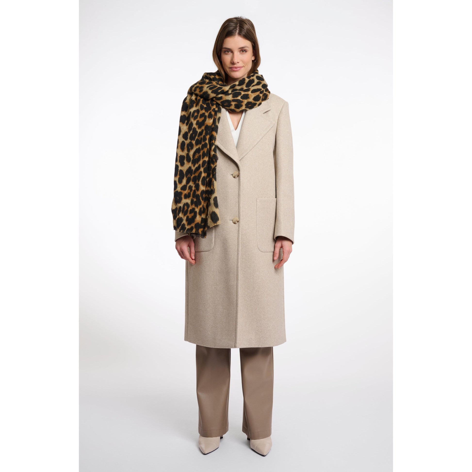 MALIN NATURAL LEOPARD SCARF-SCARVES-RINO & PELLE-JB Evans Fashions & Footwear