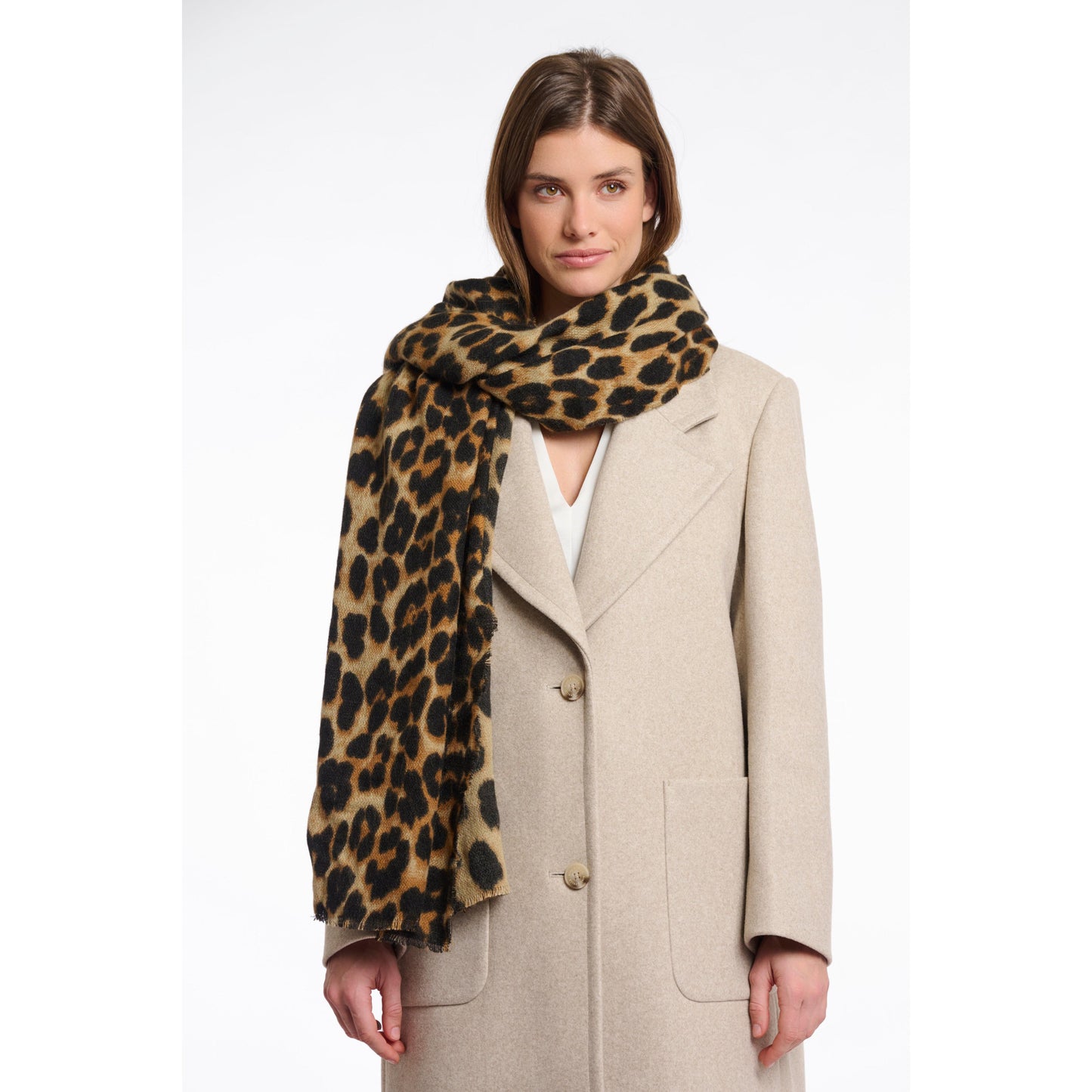 MALIN NATURAL LEOPARD SCARF-SCARVES-RINO & PELLE-JB Evans Fashions & Footwear