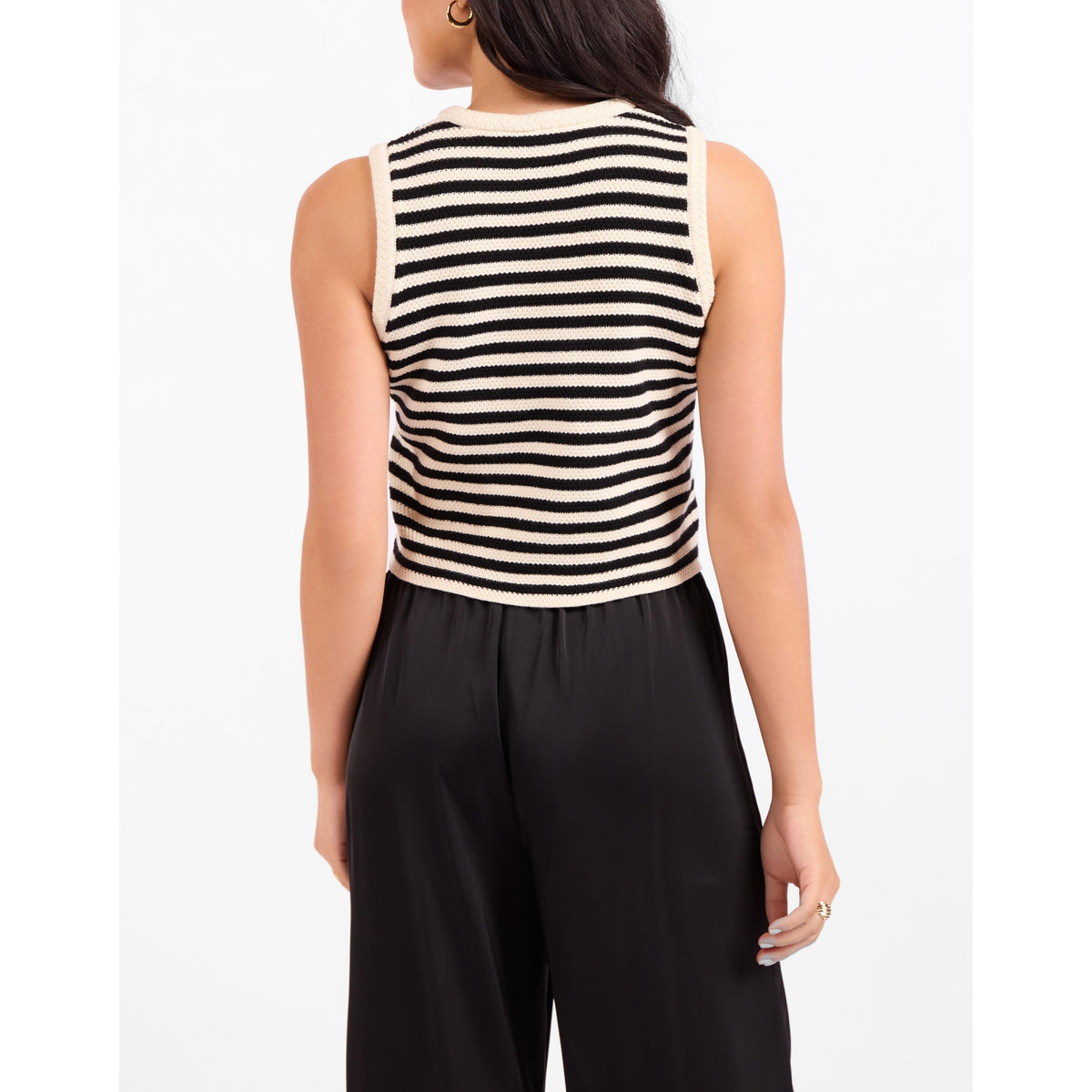 MANON STRIPE SWEATER VEST-LADIES SWEATERS & KNITS-SADIE & SAGE-JB Evans Fashions & Footwear
