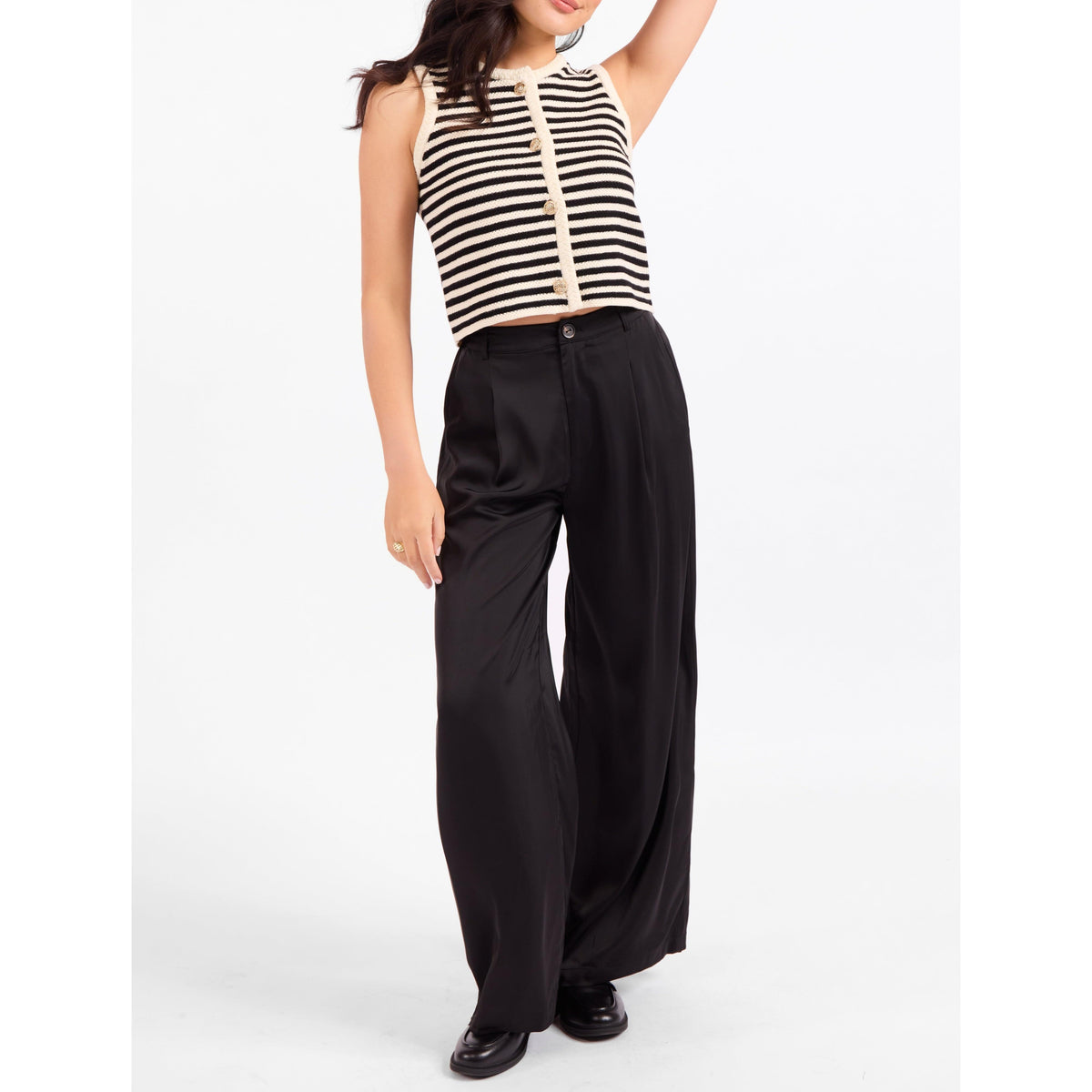 MANON STRIPE SWEATER VEST-LADIES SWEATERS & KNITS-SADIE & SAGE-JB Evans Fashions & Footwear