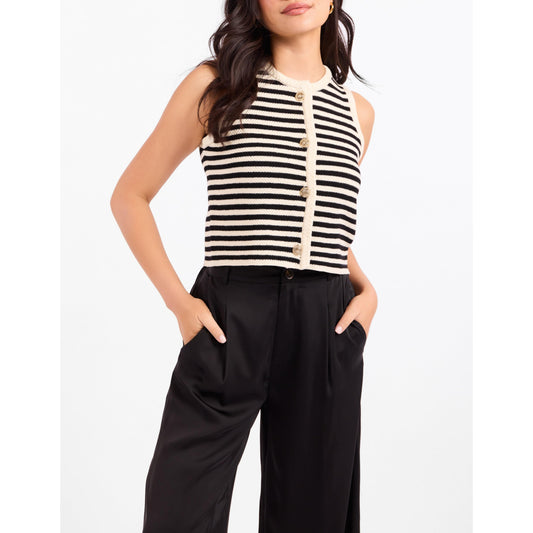 MANON STRIPE SWEATER VEST-LADIES SWEATERS & KNITS-SADIE & SAGE-JB Evans Fashions & Footwear