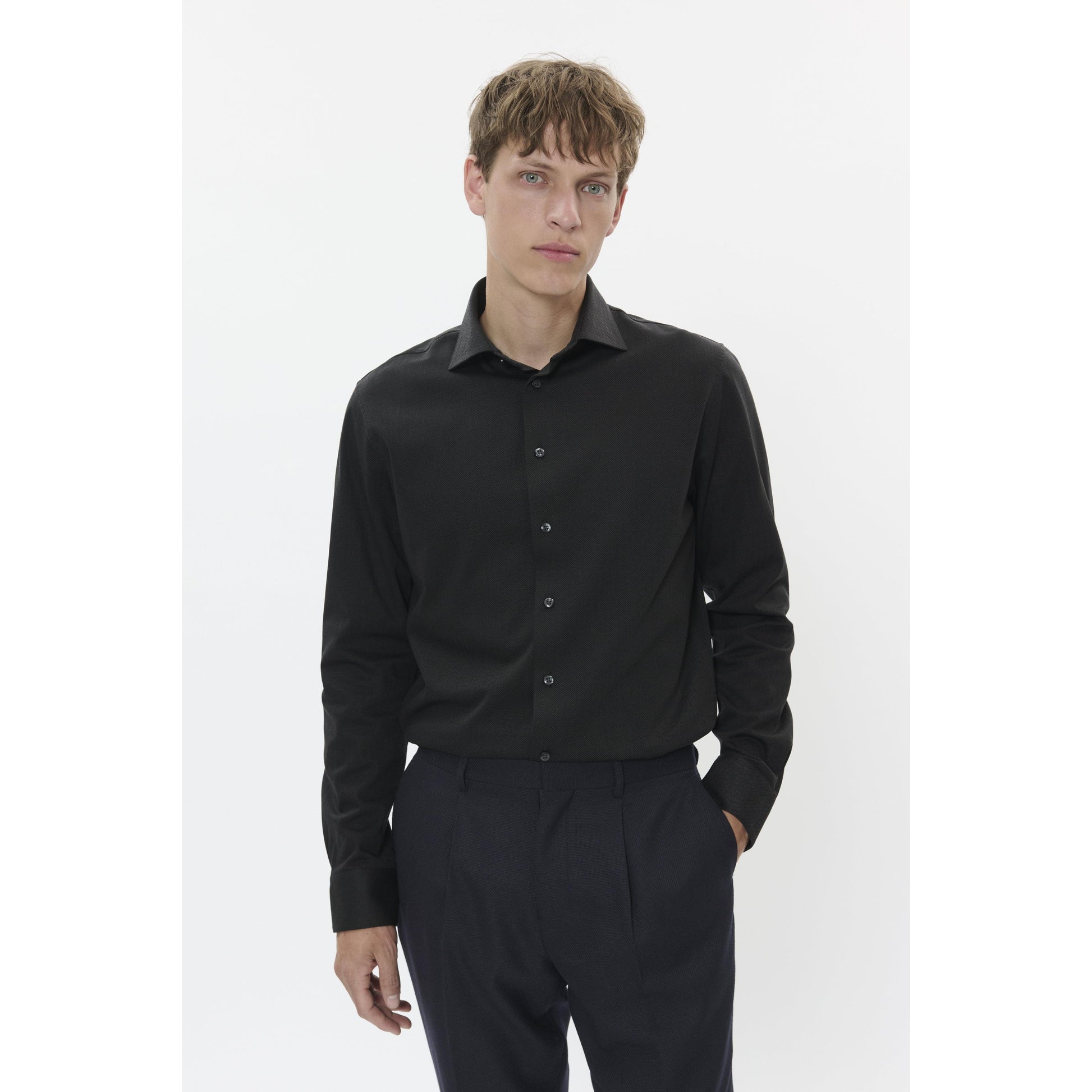 MARC HERRINGBONE STRETCH SHIRT-MENS SHIRTS-MATINIQUE-JB Evans Fashions & Footwear