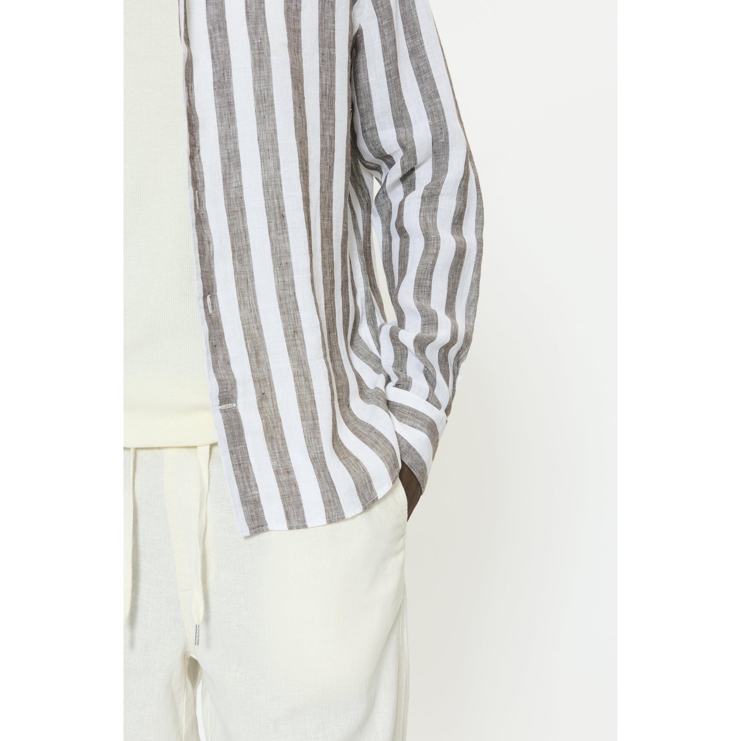 MARC LINEN BLOCK STRIPE-MENS SHIRTS-MATINIQUE-JB Evans Fashions & Footwear