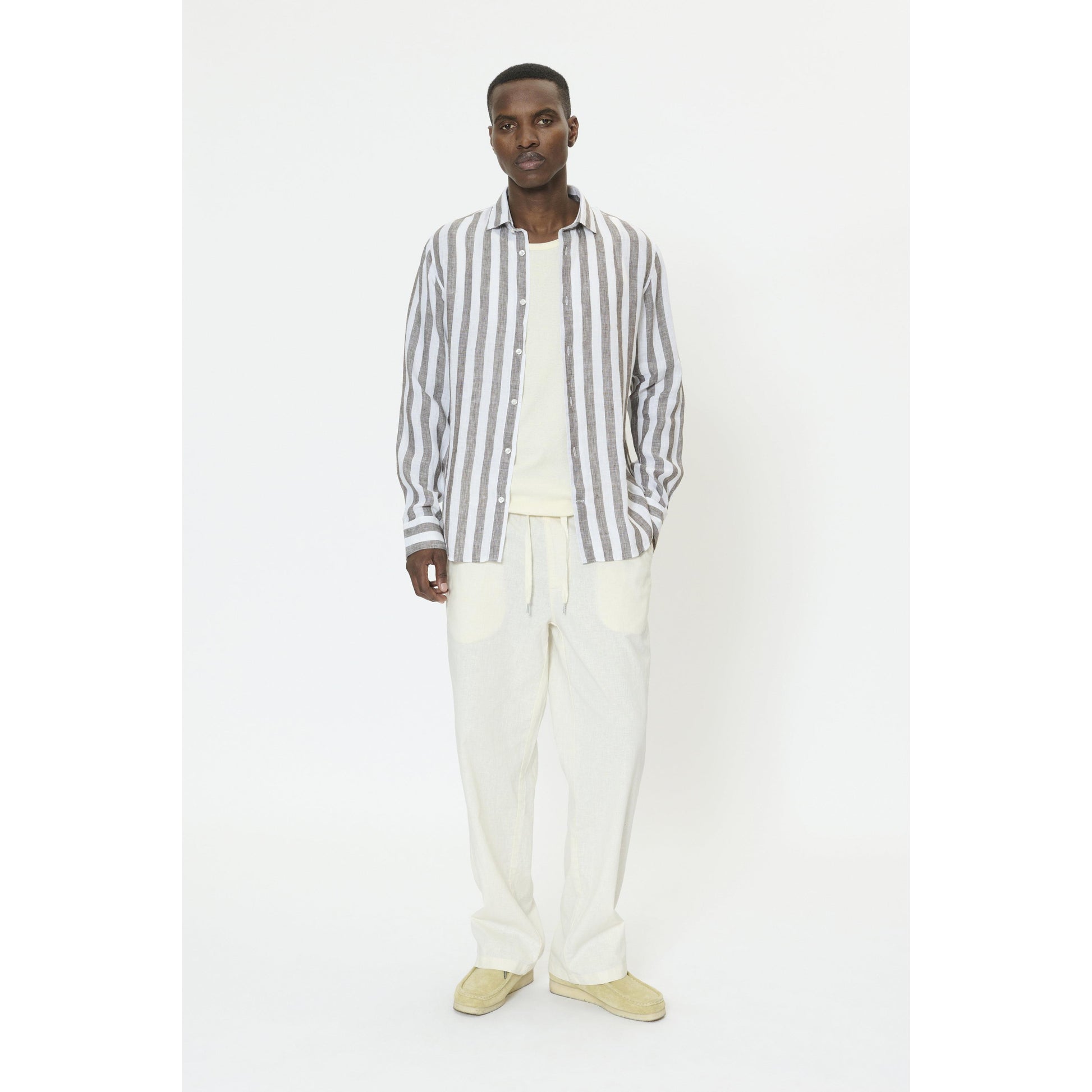 MARC LINEN BLOCK STRIPE-MENS SHIRTS-MATINIQUE-JB Evans Fashions & Footwear