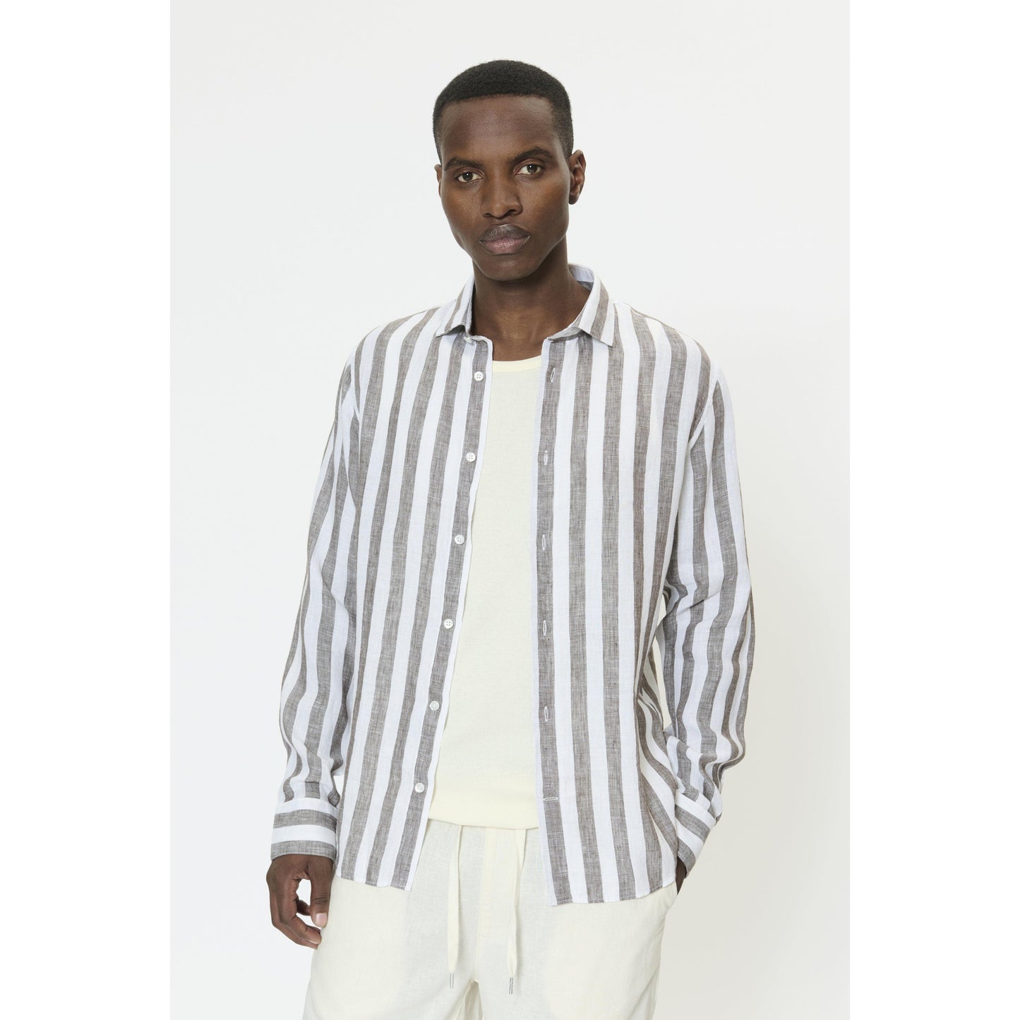 MARC LINEN BLOCK STRIPE-MENS SHIRTS-MATINIQUE-JB Evans Fashions & Footwear