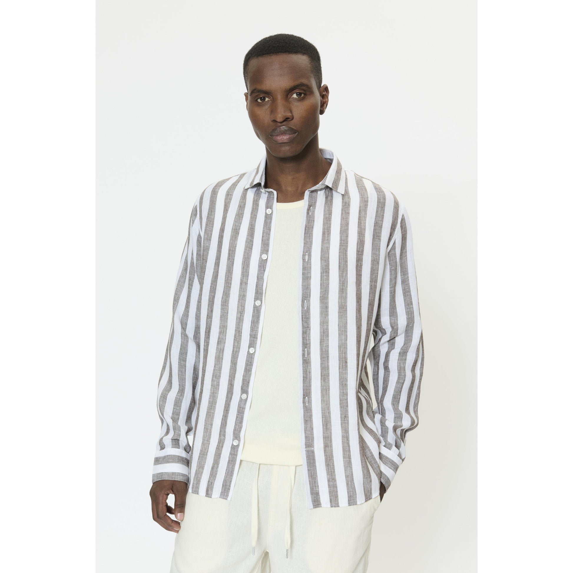 MARC LINEN BLOCK STRIPE-MENS SHIRTS-MATINIQUE-JB Evans Fashions & Footwear