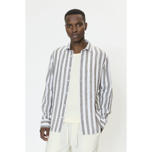 MARC LINEN BLOCK STRIPE-MENS SHIRTS-MATINIQUE-JB Evans Fashions & Footwear