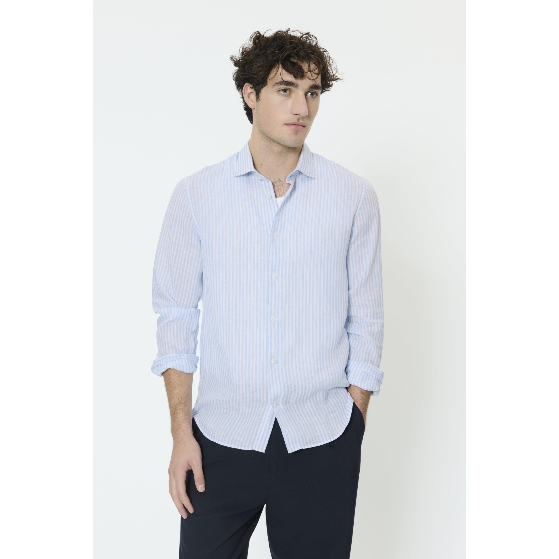MARC STRIPE LINEN SHIRT-MENS SHIRTS-MATINIQUE-JB Evans Fashions & Footwear