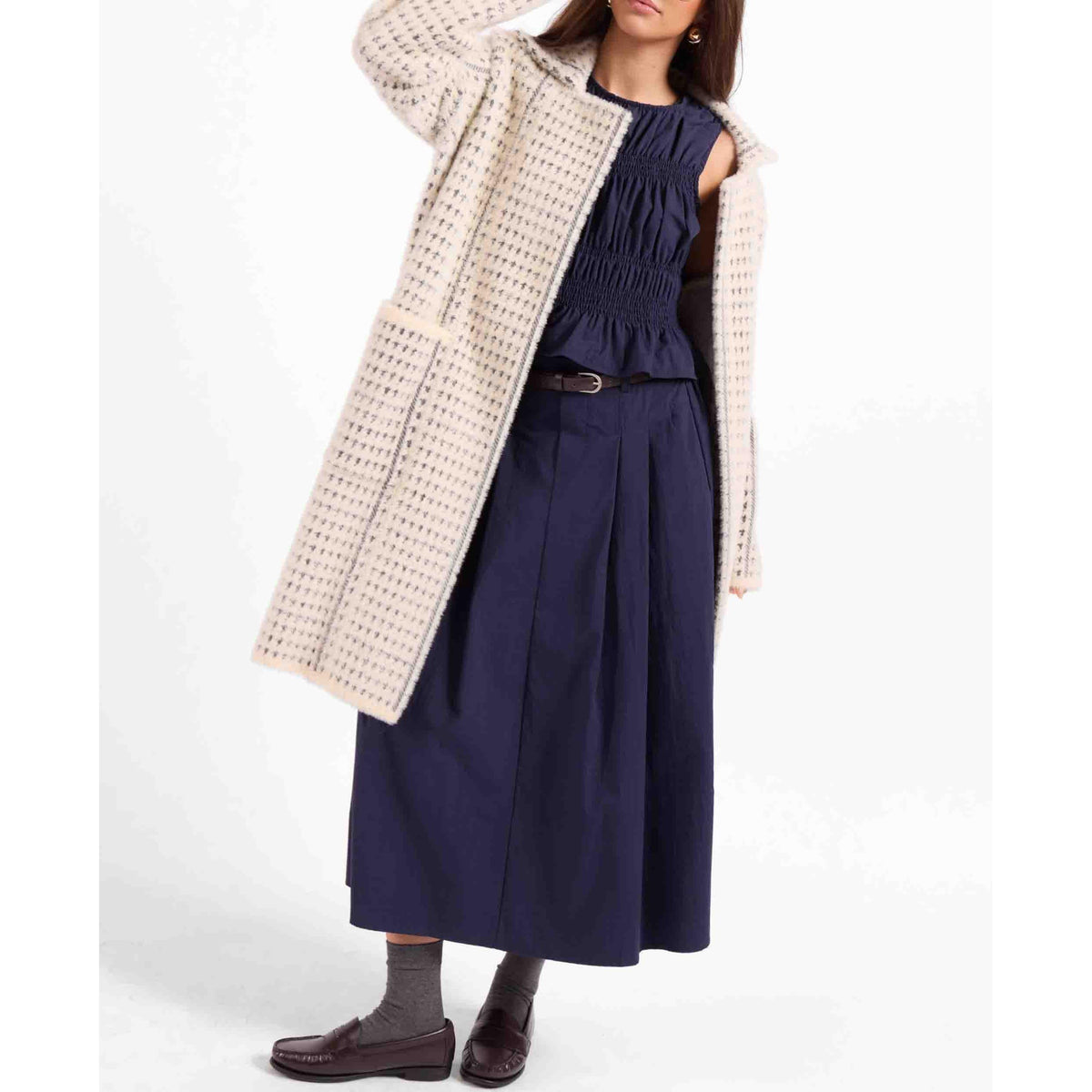 MARCEAU HOUNDSTOOTH COAT-LADIES LIGHTWEIGHT COATS & JACKETS-SAGE THE LABEL-JB Evans Fashions & Footwear
