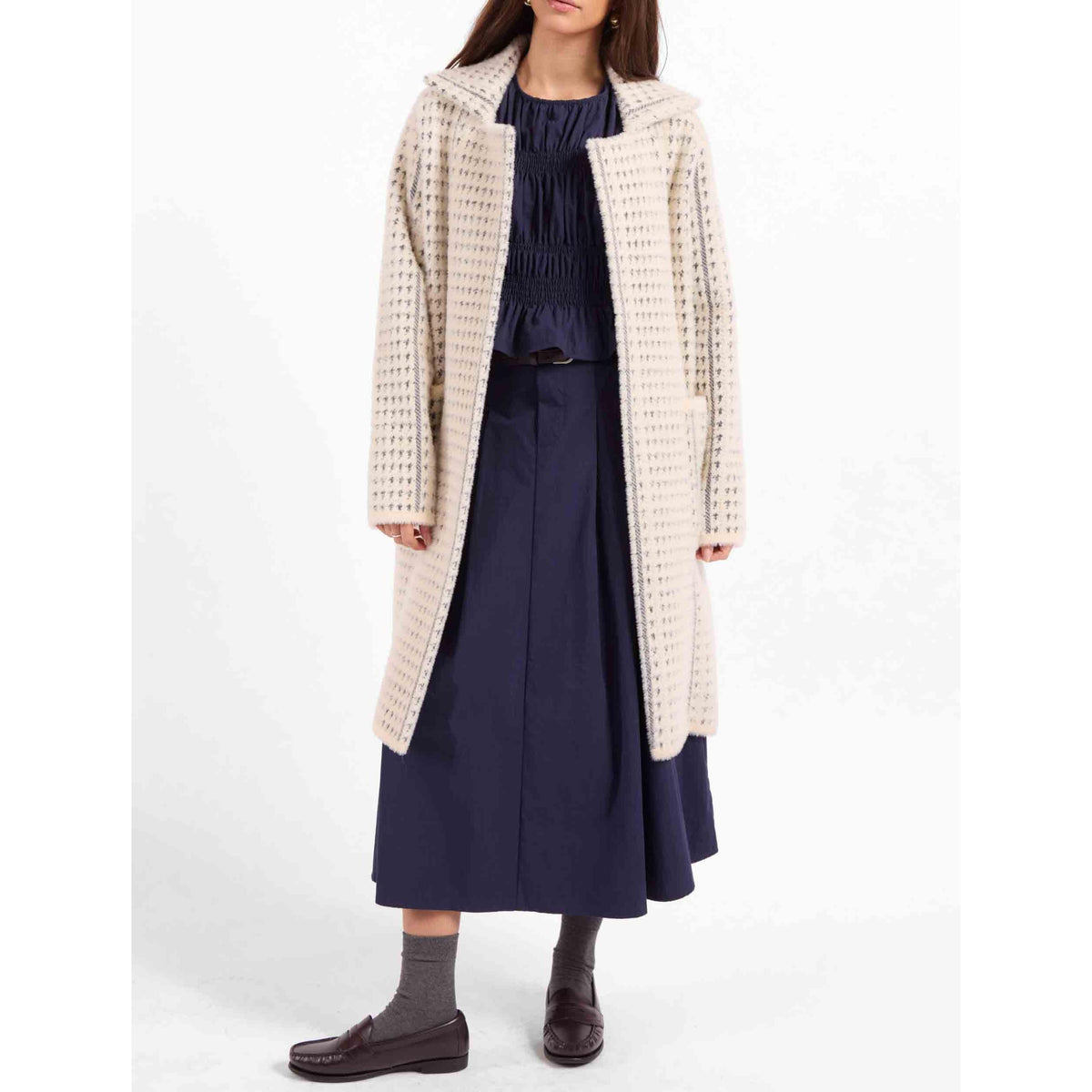 MARCEAU HOUNDSTOOTH COAT-LADIES LIGHTWEIGHT COATS & JACKETS-SAGE THE LABEL-JB Evans Fashions & Footwear