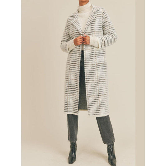 MARCEAU HOUNDSTOOTH COAT-LADIES LIGHTWEIGHT COATS & JACKETS-SAGE THE LABEL-JB Evans Fashions & Footwear